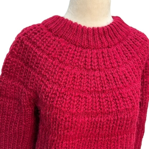 𝅺burgundy Red Fair Isle Chunky Knit Wool Heavyweight Sweater Size L - Picture 4 of 9